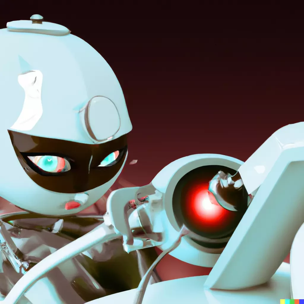 a medical robot performing surgery on an android in the style of bladerunner