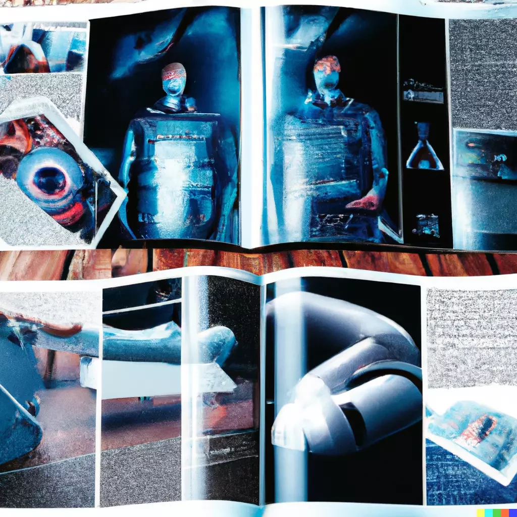 pages of a magazine with images of futuristic medical devices