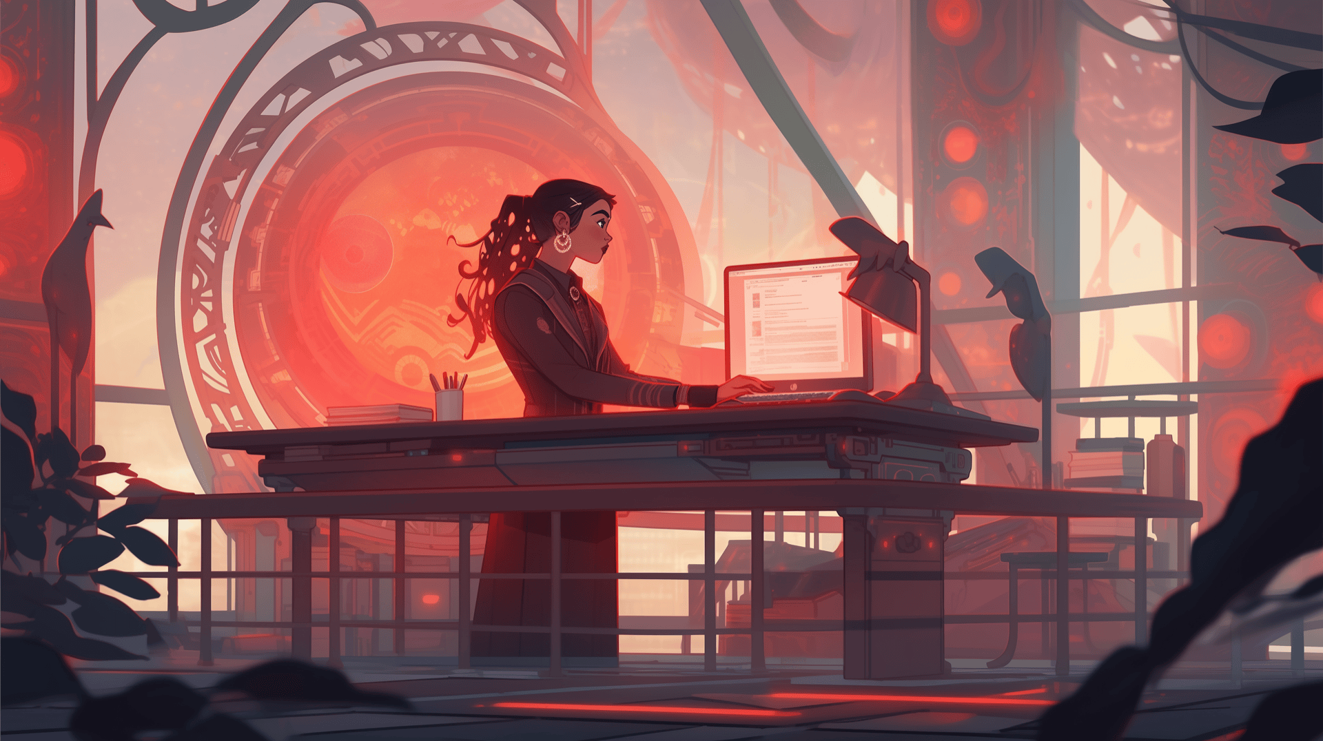 A professional worker browsing the about page of a website in their office